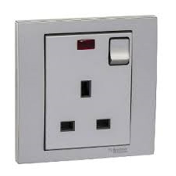 15A 250V 1G Switched Socket - Neon<