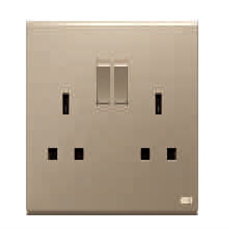 Double 13A Square Socket with Switch DB127-Gold<