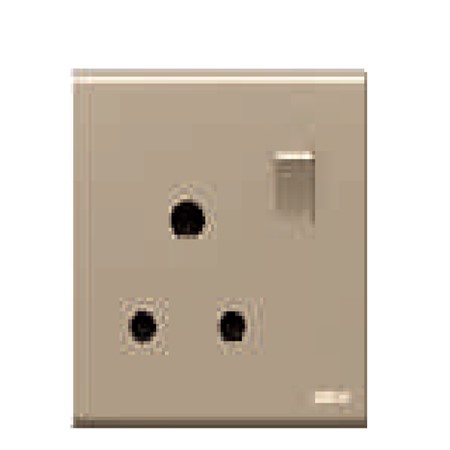 One 15A 3 Round Pin Socket with Switch DB131-Gold