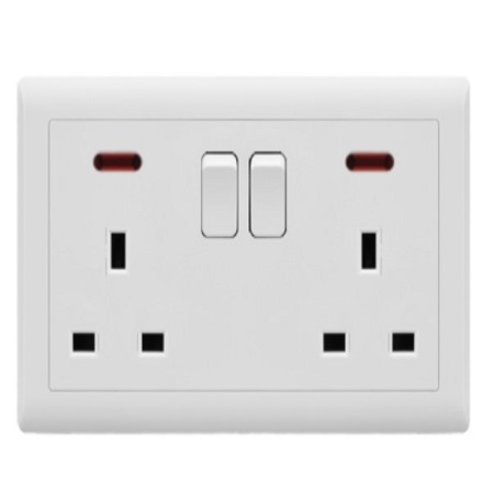 13A Switch Socket with Neon - 2 Gang