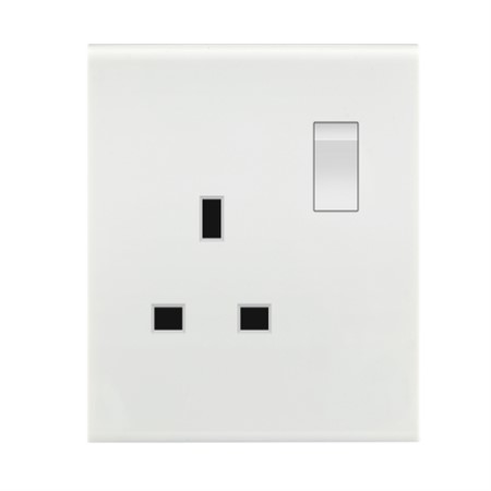 One 13A Square Socket with Switch DB123-White<