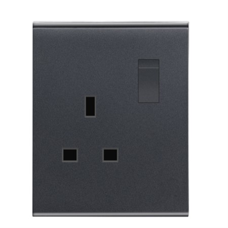 One 13A Square Socket with Switch DB123-Black<