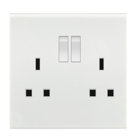 Double 13A Square Socket with Switch DB127-White<