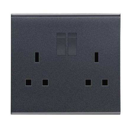 Double 13A Square Socket with Switch DB127-Black<