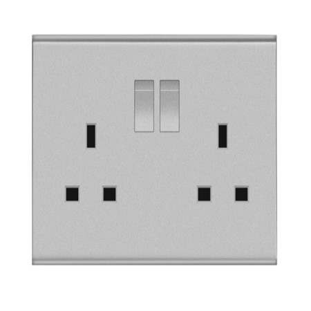Double 13A Square Socket with Switch  DB127-Silver<