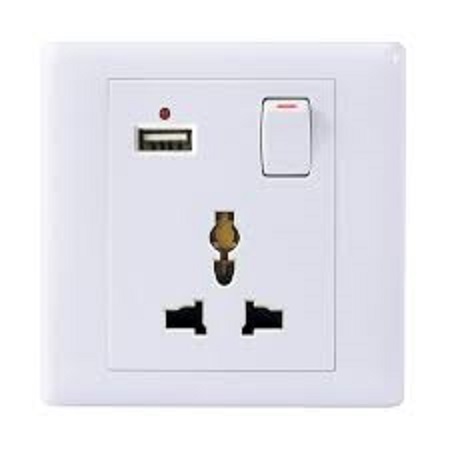 13A Switch Socket with USB Charger - 1 Gang<