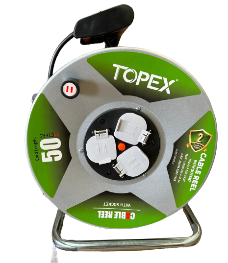 HEAVY DUTY EXTENSION CABLE REEL METAL WHEEL - TOPEX<