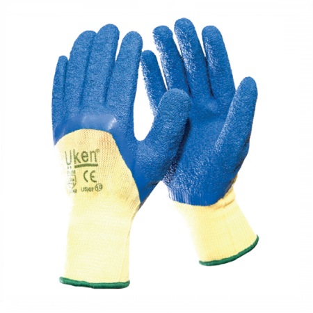 Gloves Latex Blue Grip Half Coated<