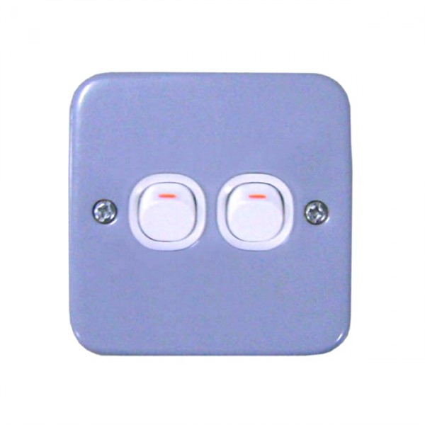 10A 2 Gang 2 Way Metal Clad Switch<